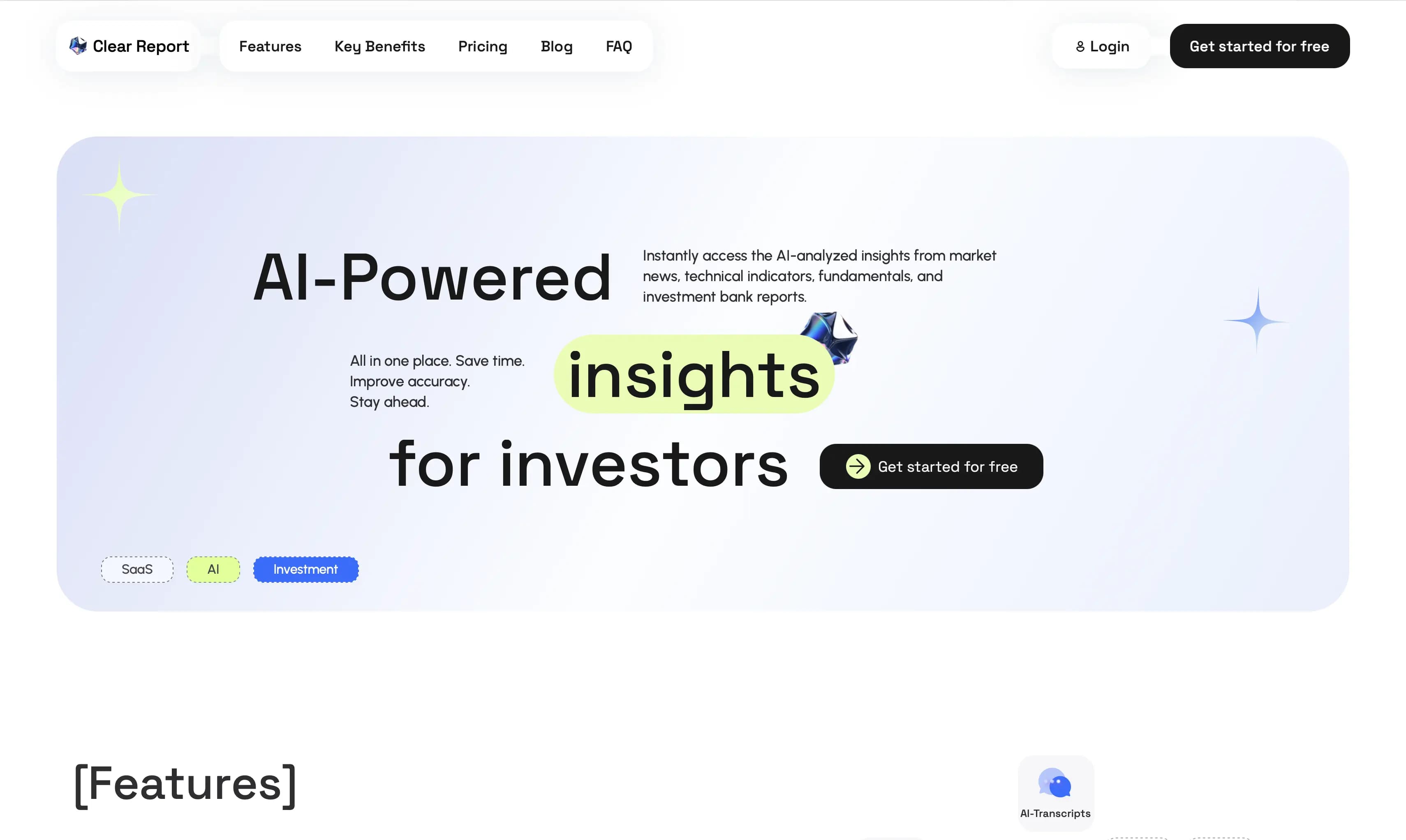Clear Report interface