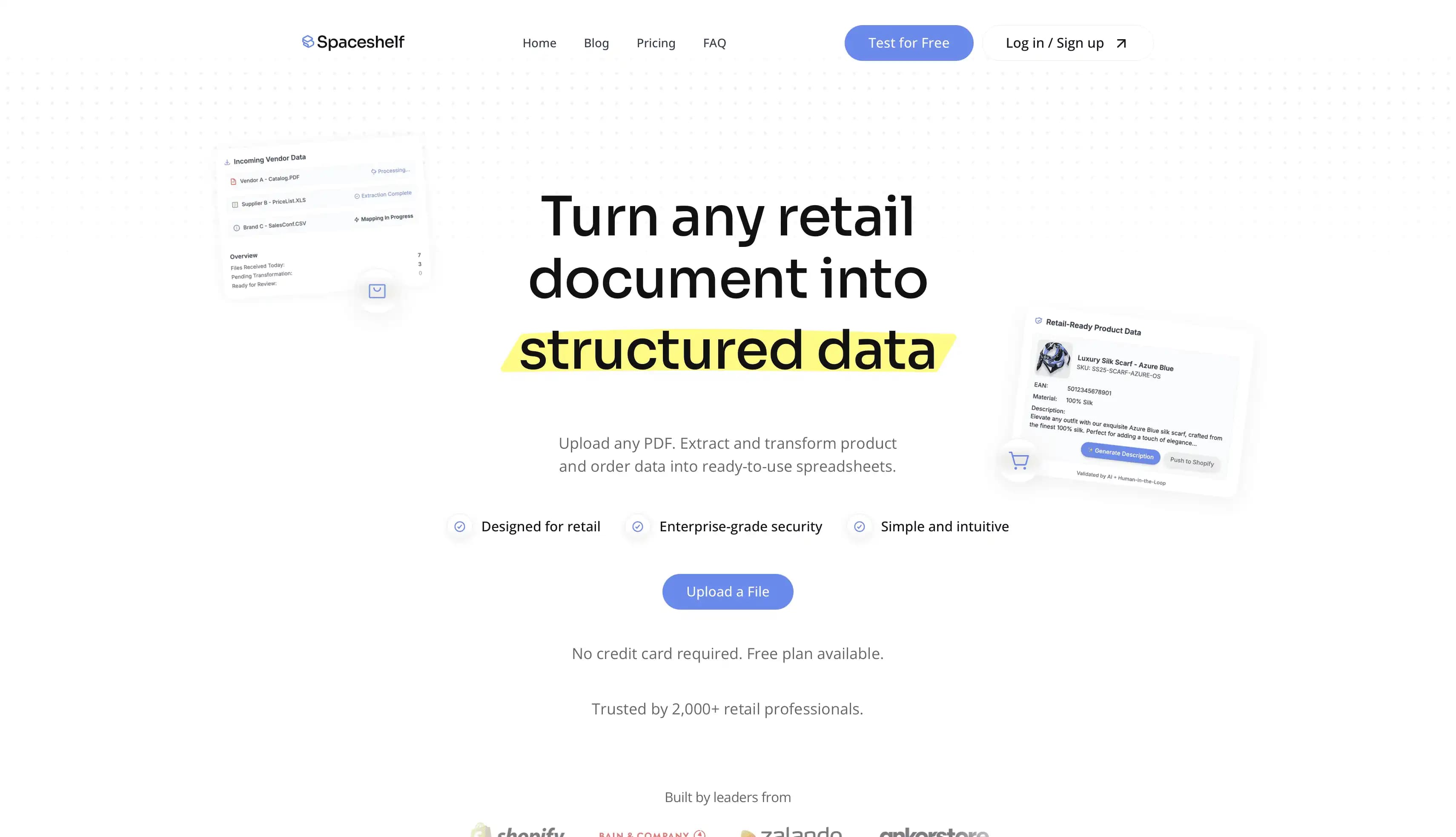 SpaceShelf product interface