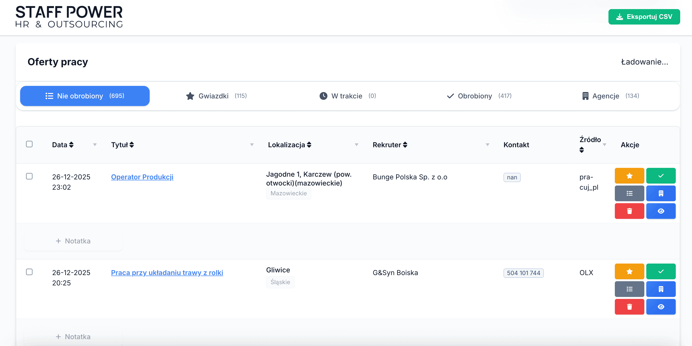 Staff Power Worktool interface